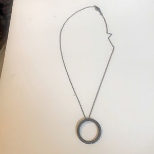 Nadri black silver circle O necklace